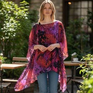 Floral Tunic Poncho Top